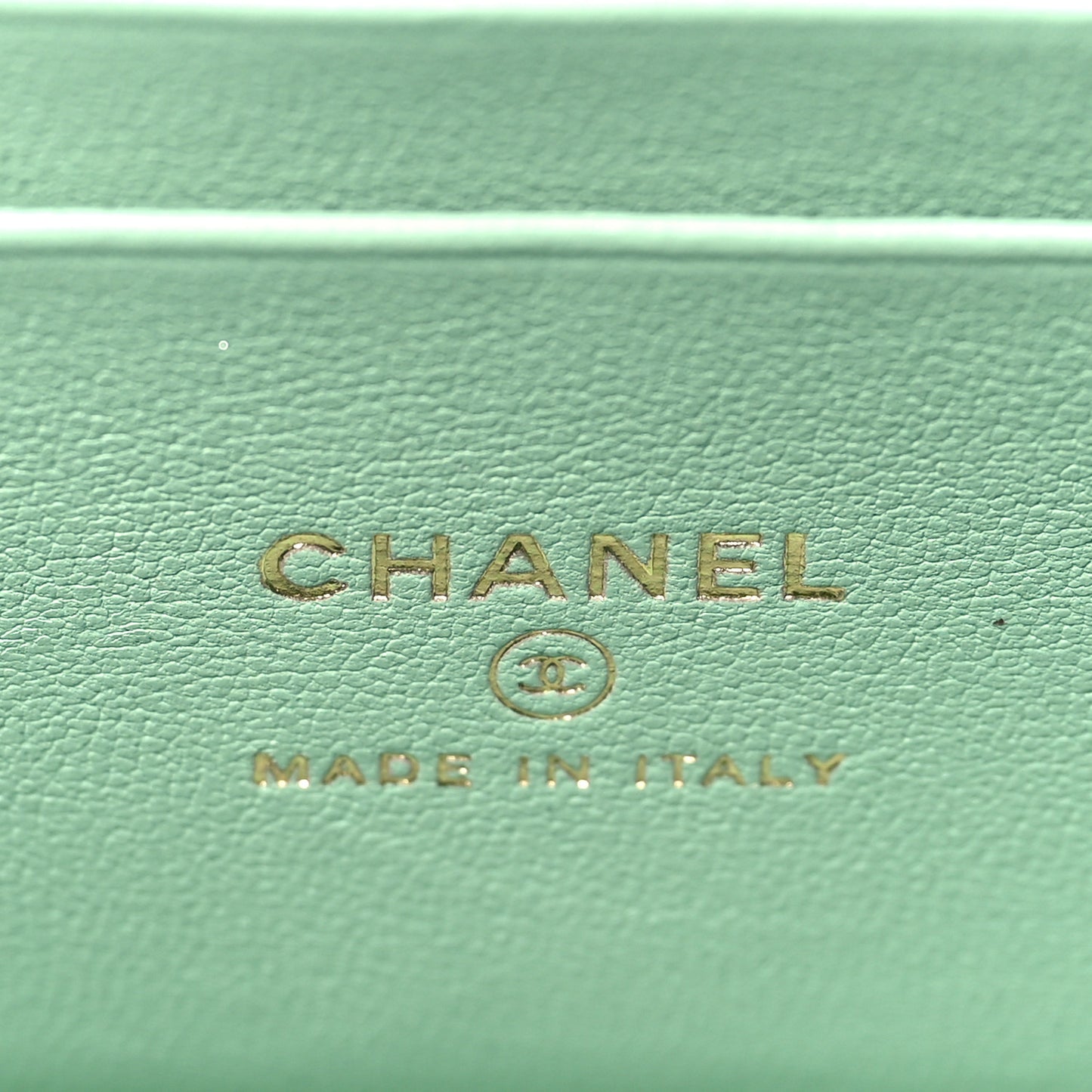 Lambskin Quilted Small Top Handle Vanity Case With Chain Lilac Light Green