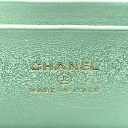 Chanel Lambskin Quilted Small Top Handle Vanity Case With Chain Lilac Light Green 6 of 11