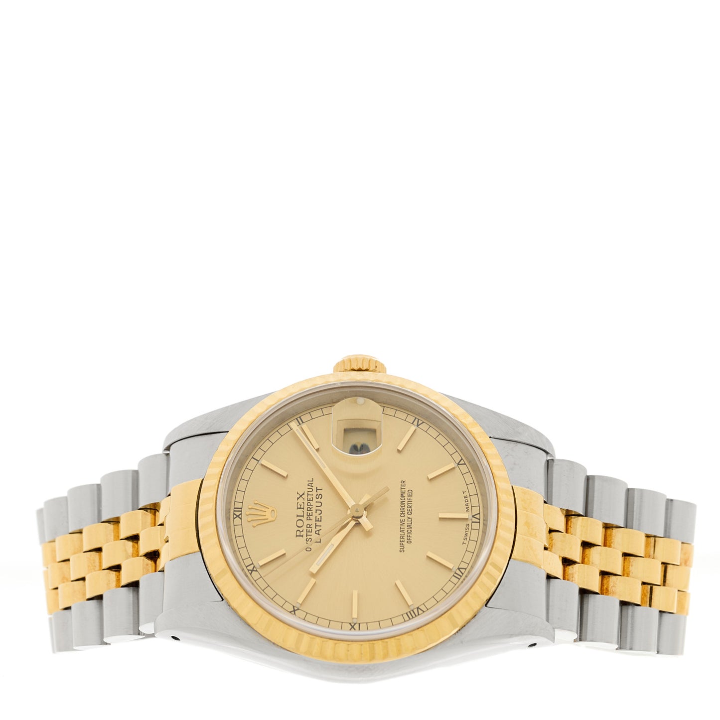 Stainless Steel 18K Yellow Gold 36mm Oyster Perpetual Datejust Watch Champagne 16233