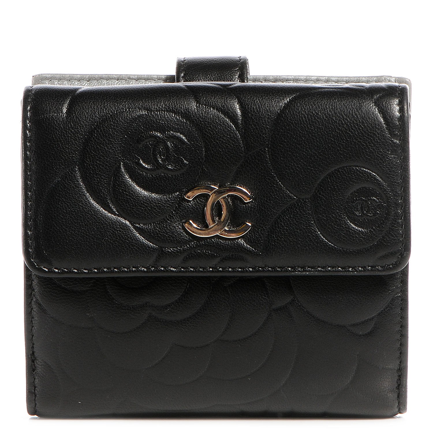 Chanel Lambskin Camellia French Wallet Black 1 of 7