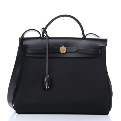 Hermes Military Toile Vache Hunter Herbag Zip PM 31 Black 3 of 12