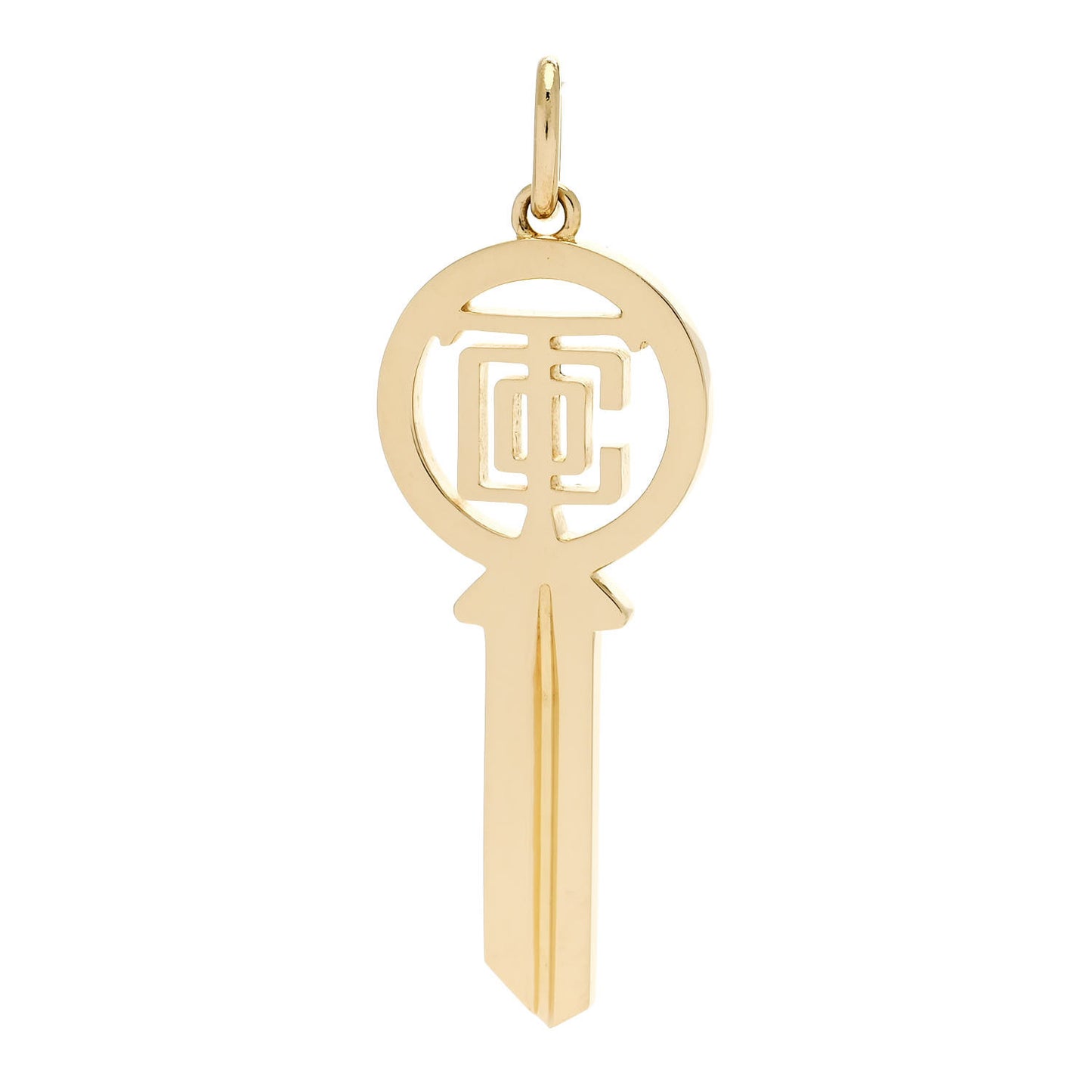 18K Yellow Gold Modern Keys Logo Key Pendant