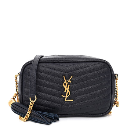 Saint Laurent Grain De Poudre Matelasse Monogram Mini Lou Camera Bag Deep Marine 1 of 11