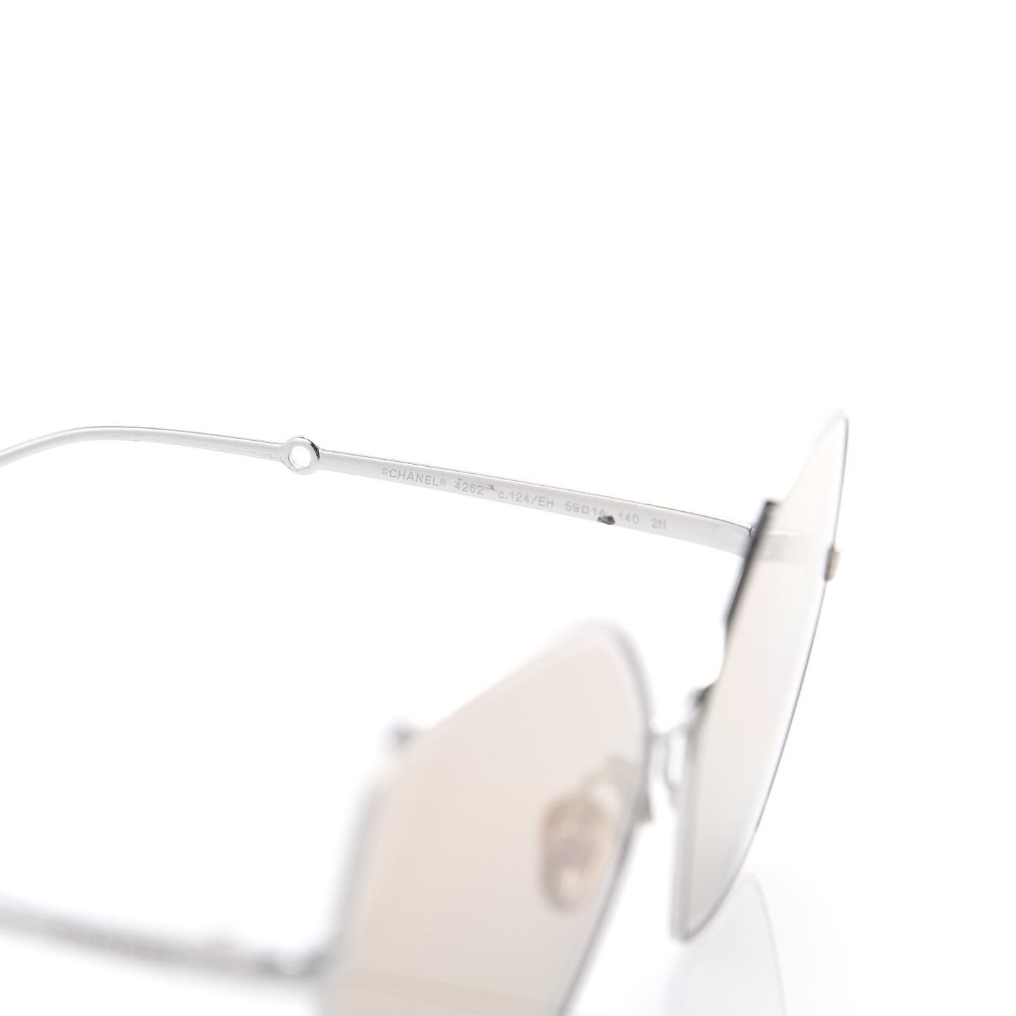 Metal Butterfly Removable Pearl Chain Sunglasses 4262 Silver Brown