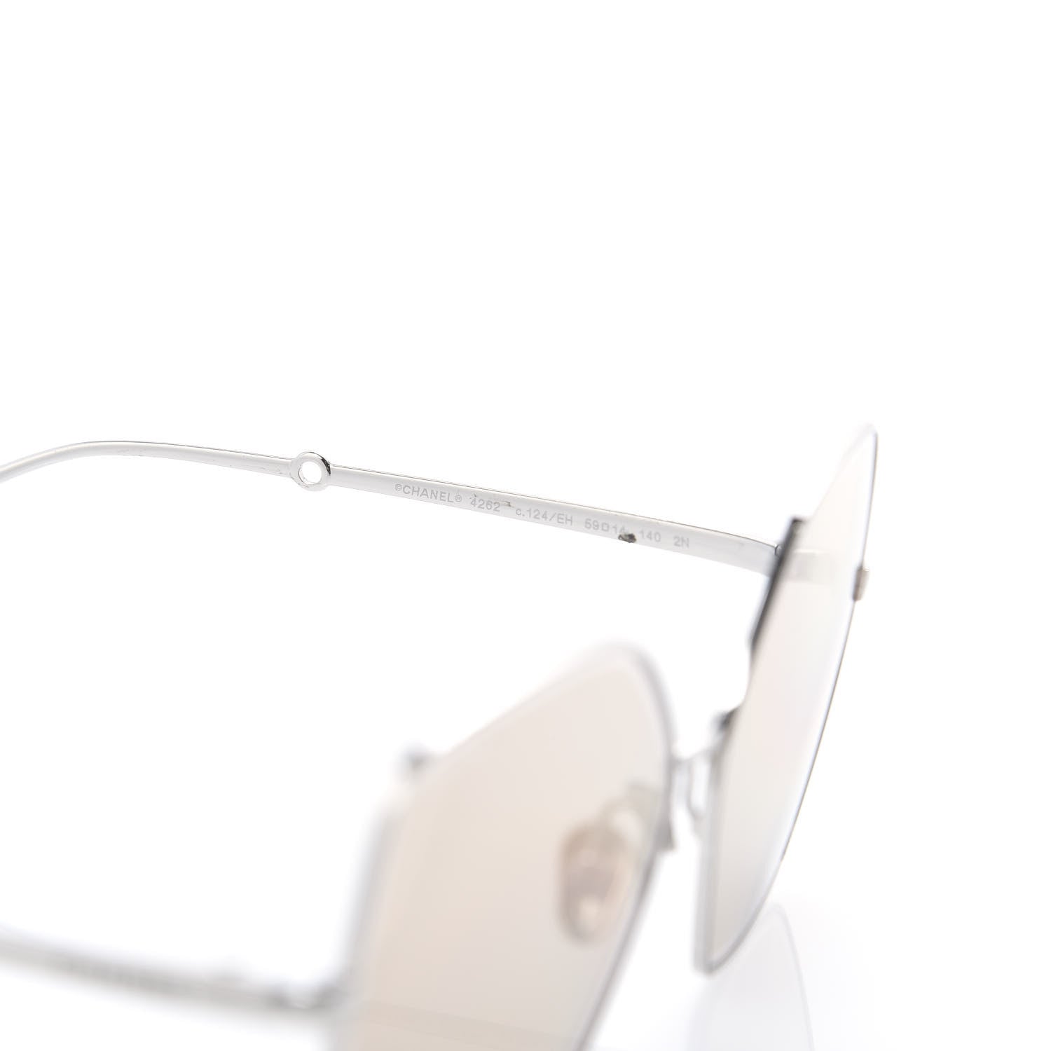 Chanel Metal Butterfly Removable Pearl Chain Sunglasses 4262 Silver Brown 6 of 10