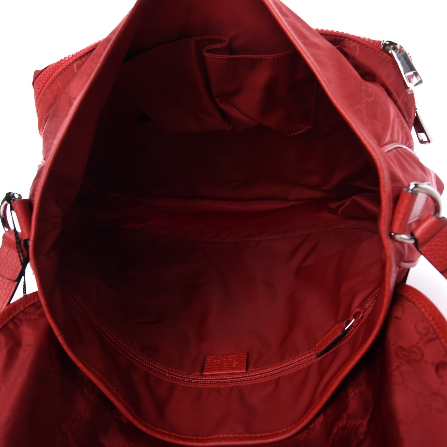 Nylon Monogram Double Buckle Flap Messenger Bag Vibrant Red