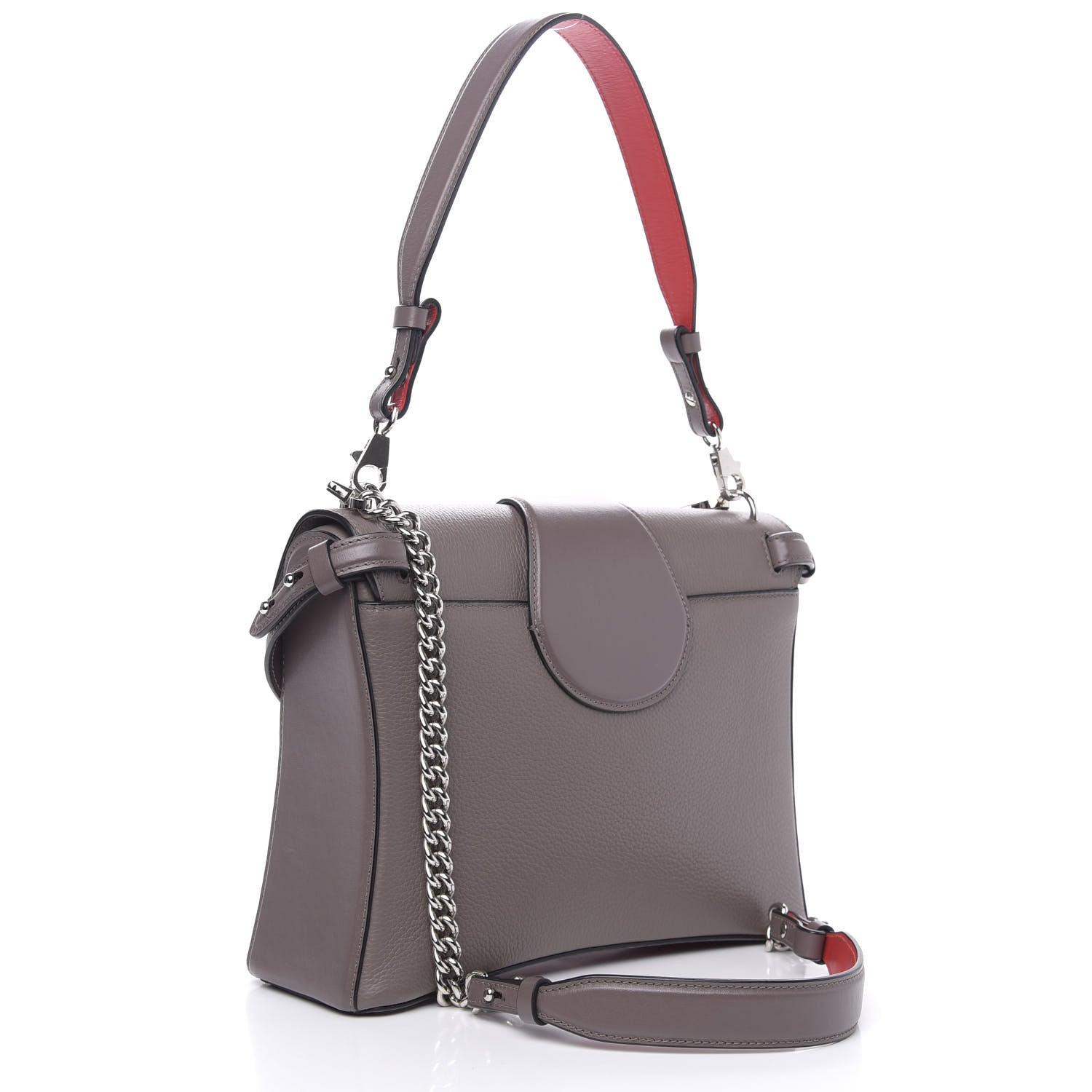 Christian Louboutin Pebbled Calfskin Medium Rubylou Shoulder Bag Storm 4 of 12