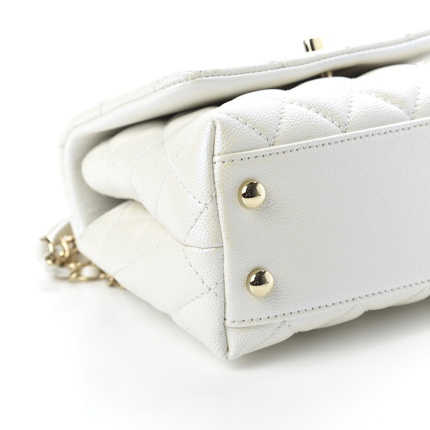 Chanel Iridescent Caviar Quilted Extra Mini Coco Handle Flap Ivory 6 of 10