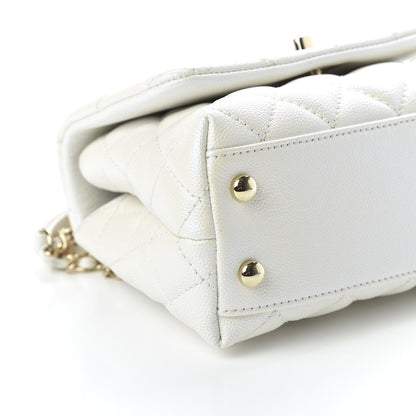 Chanel Iridescent Caviar Quilted Extra Mini Coco Handle Flap Ivory 6 of 10