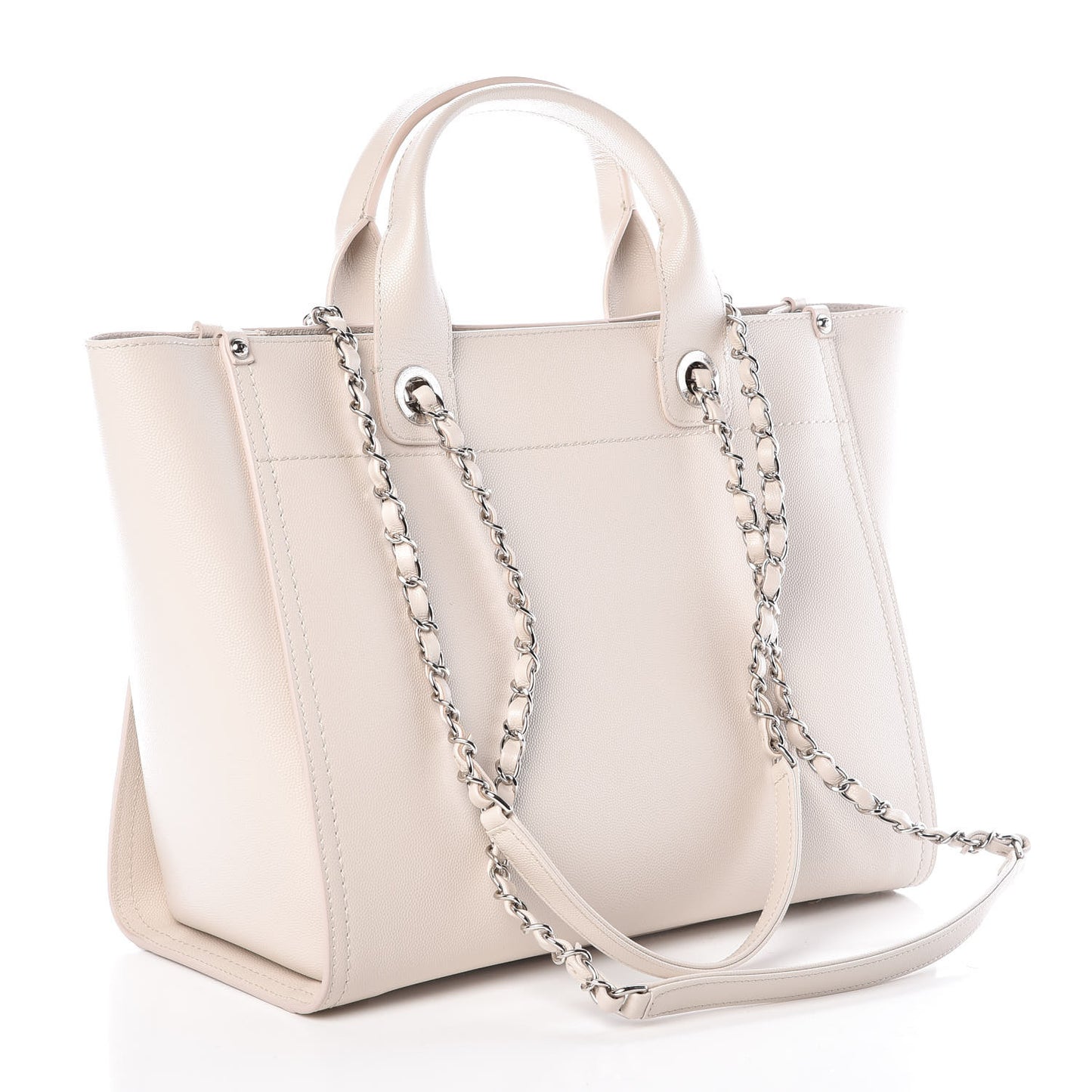 Caviar Small Studded Deauville Tote Ivory
