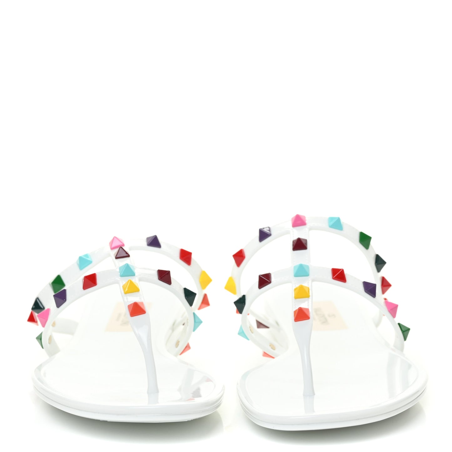 PVC Jelly Rockstud Caged Thong Sandals 39 White Multicolor
