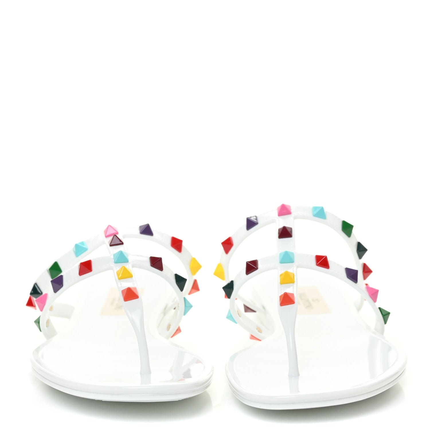 Valentino Garavani PVC Jelly Rockstud Caged Thong Sandals 39 White Multicolor 2 of 8