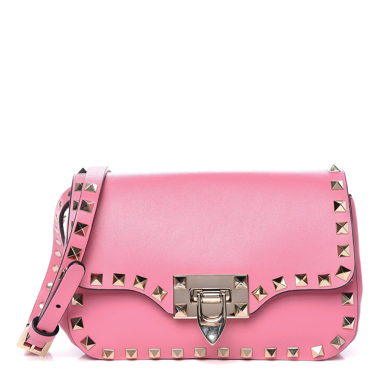 Valentino Garavani Vitello Mini Rockstud Flap Saddle Crossbody Bag Ninphea 1 of 10