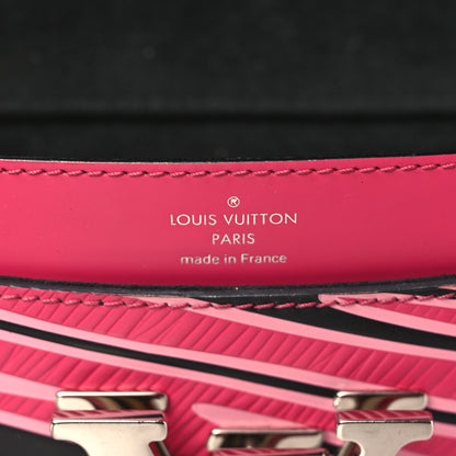 Louis Vuitton Calfskin Embossed Chain Louise MM Fuchsia Black 7 of 9