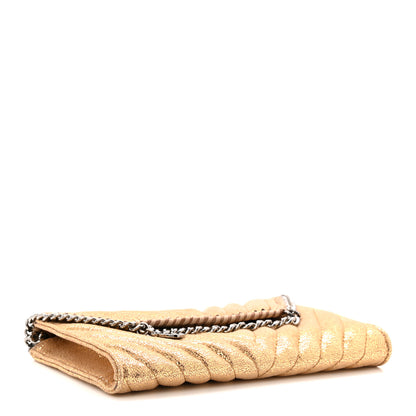 Stella McCartney Metallic Shaggy Deer Chevron Quilted Mini Fold Over Falabella Gold 4 of 9