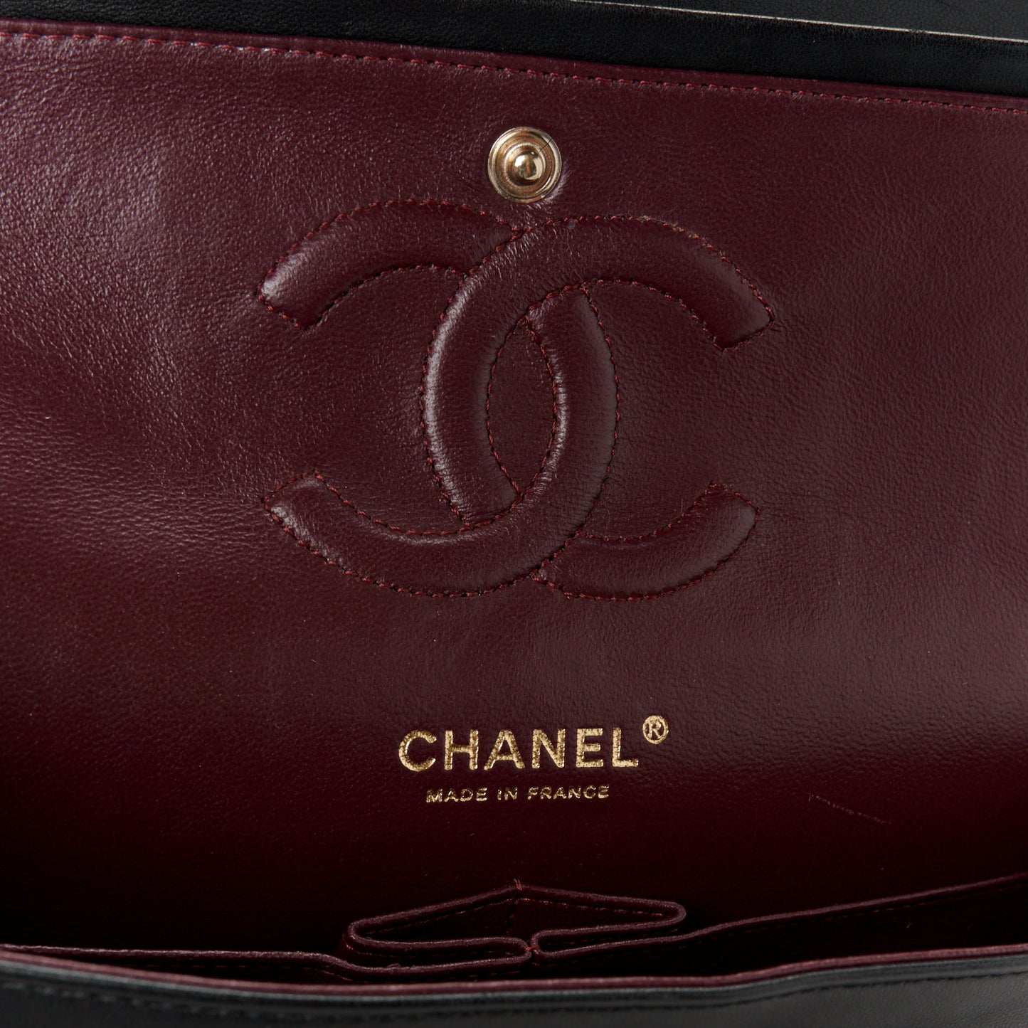 Lambskin Chevron Quilted Medium Double Flap Black