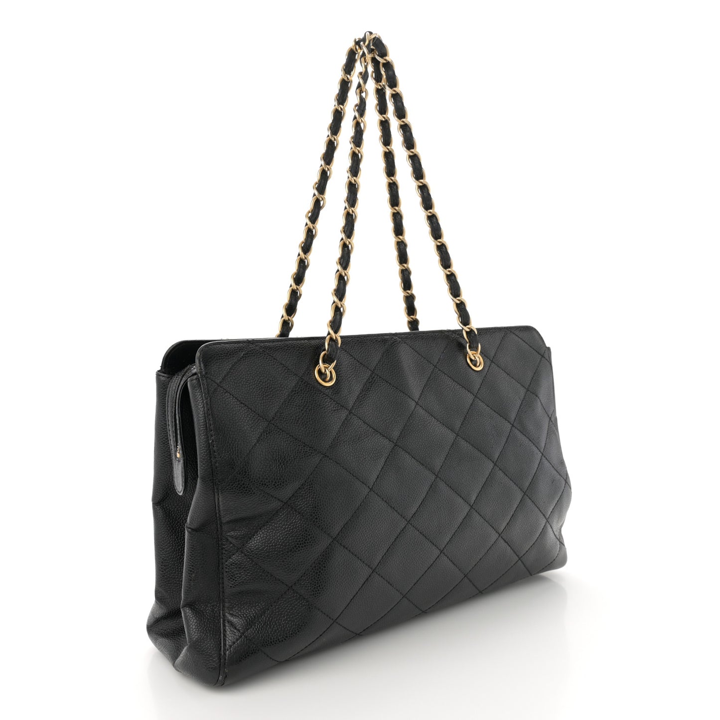 Caviar Quilted Flap Shoulder Bag Black