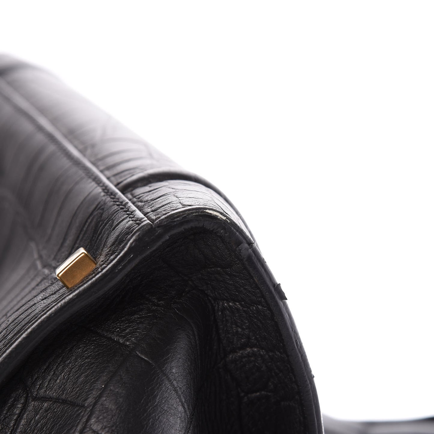 Crocodile Embossed Calfskin Large Phantom Luggage Black