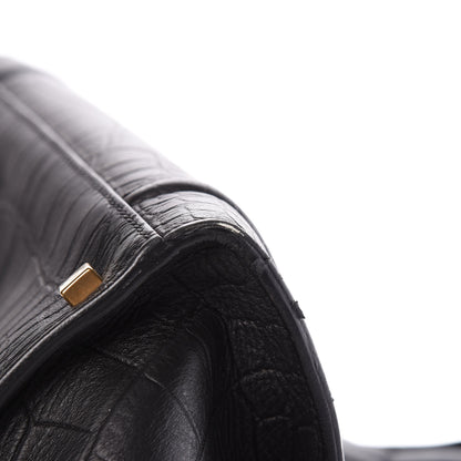 Celine Crocodile Embossed Calfskin Large Phantom Luggage Black 12 of 14