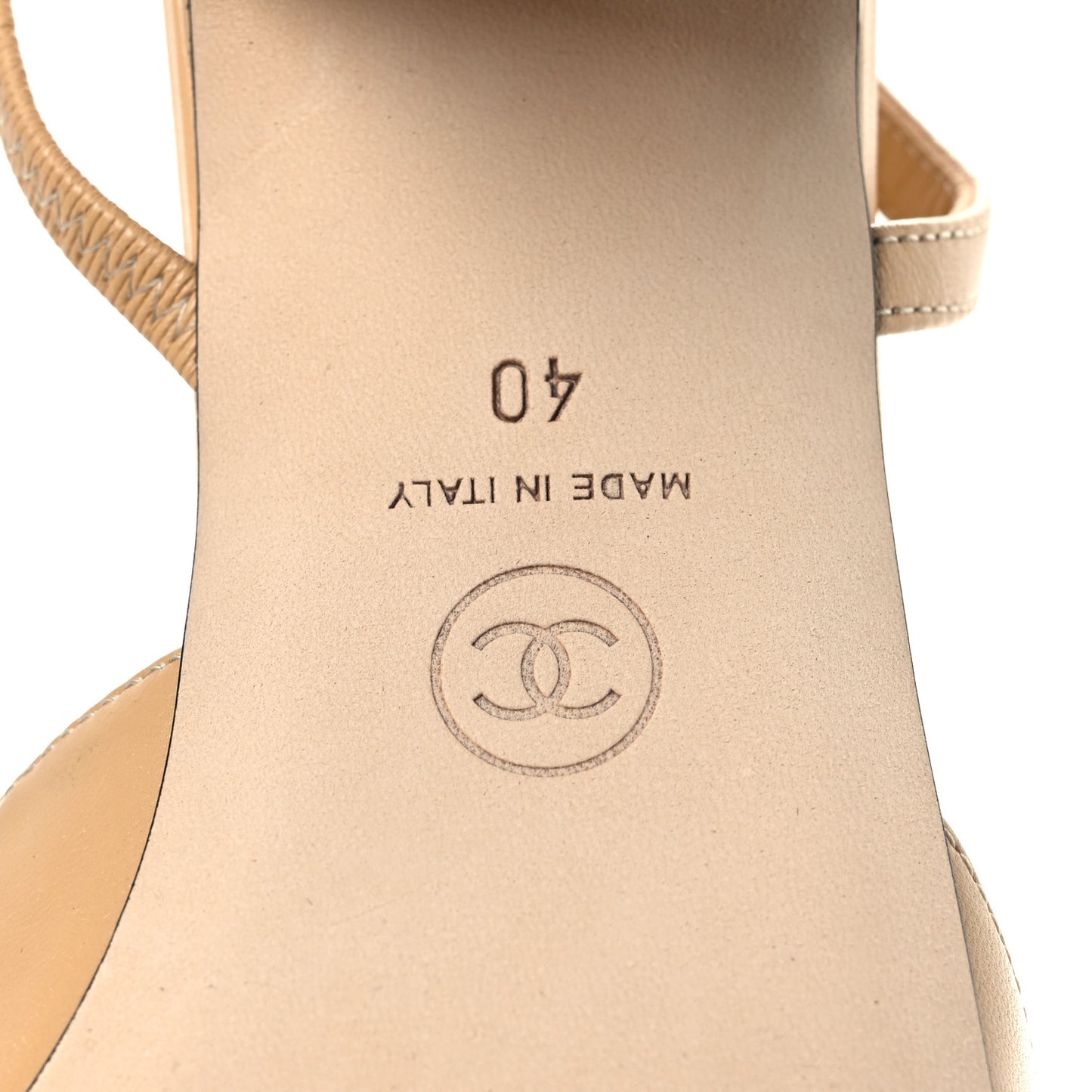 Goatskin Grosgrain Cap Toe CC Slingback Pumps 40 Beige Black