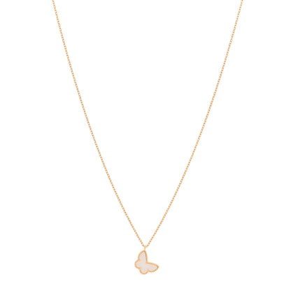 Van Cleef & Arpels 18K Yellow Gold Mother of Pearl Sweet Alhambra Butterfly Pendant Necklace 1 of 6