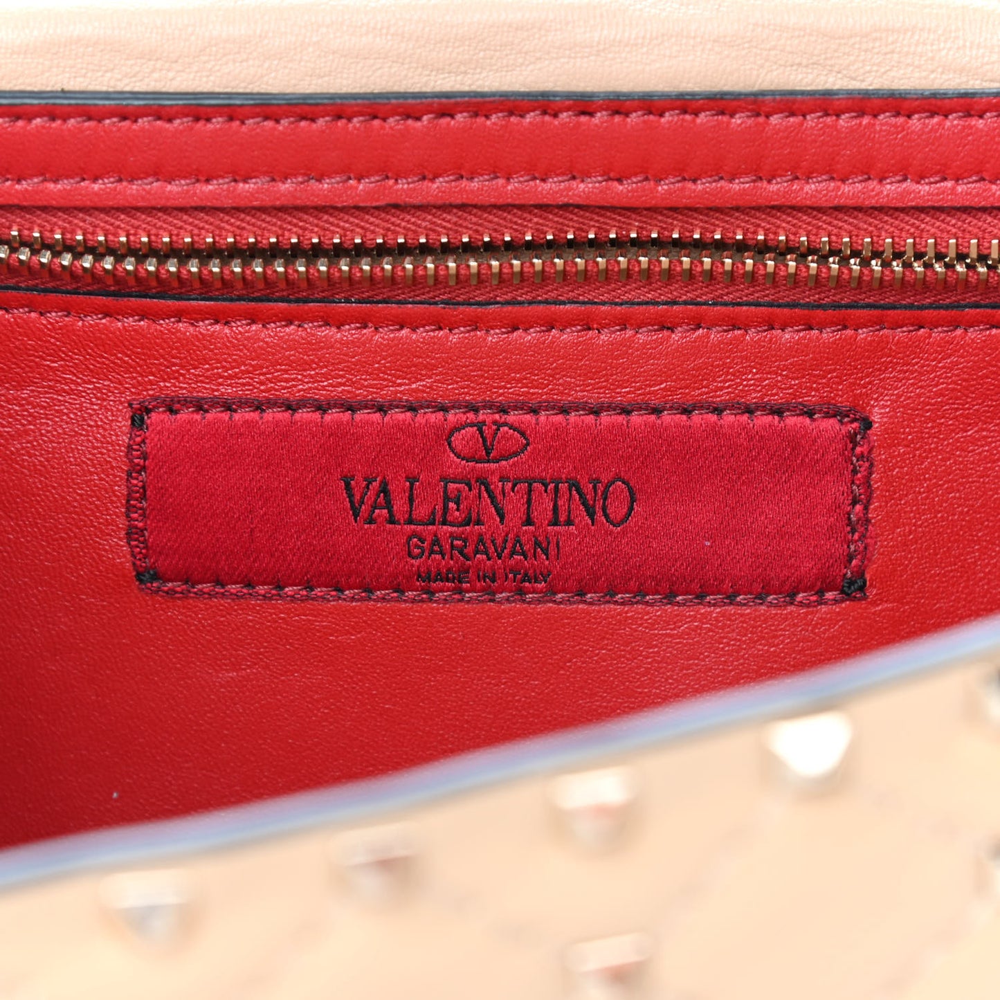 Nappa Rockstud Spike Wallet on Chain Camel Rose