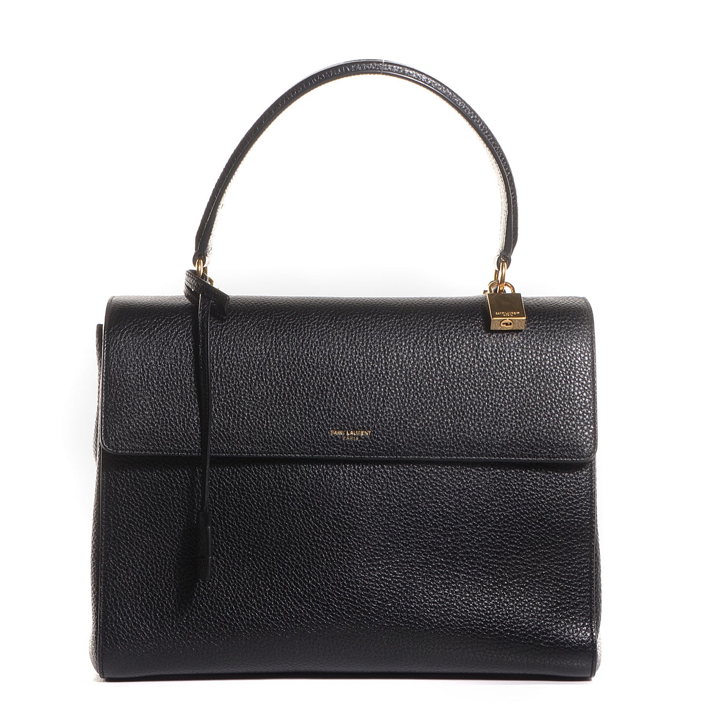 Grained Calfskin Medium Moujik Top Handle Bag Black