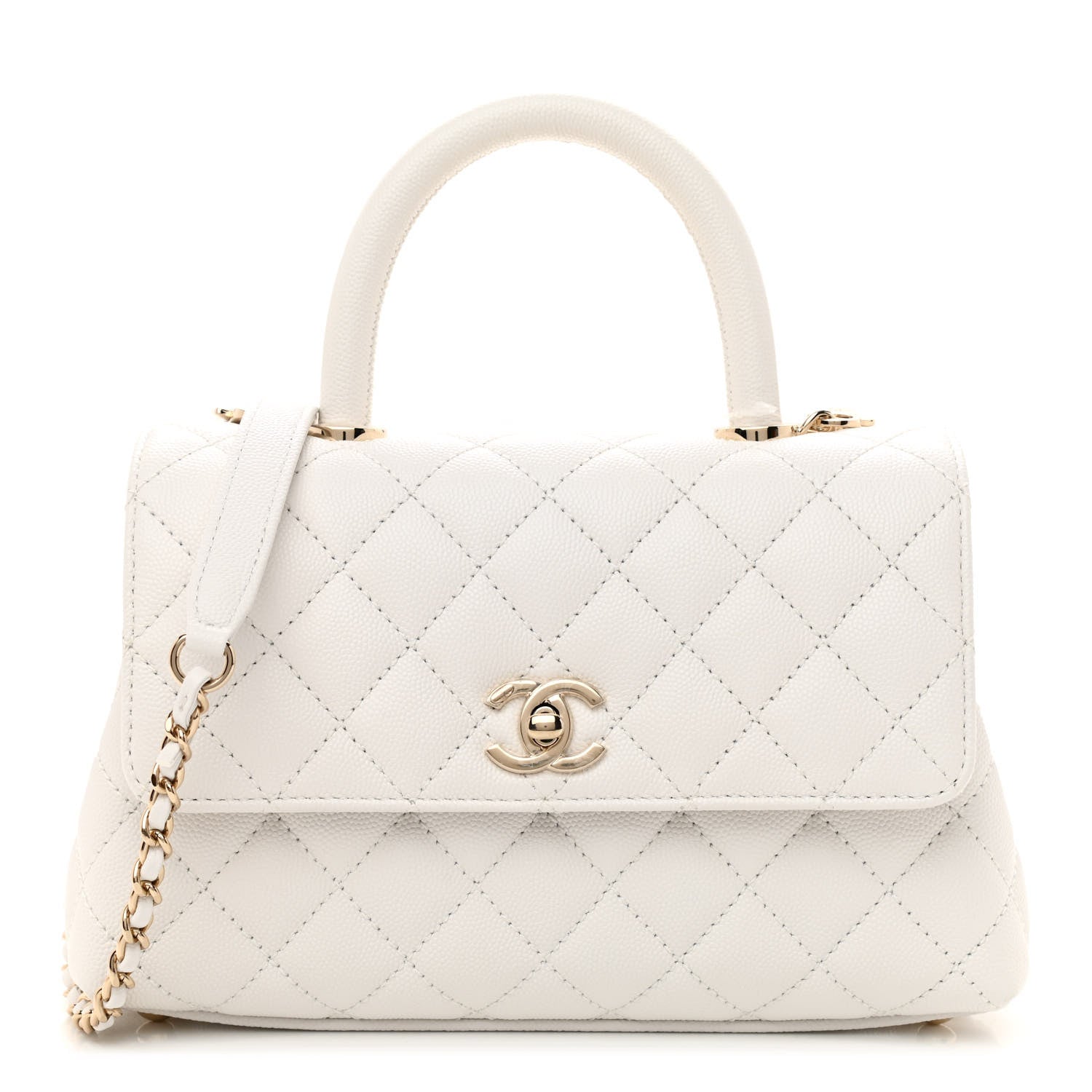 Chanel Caviar Quilted Mini Coco Handle Flap White 1 of 11