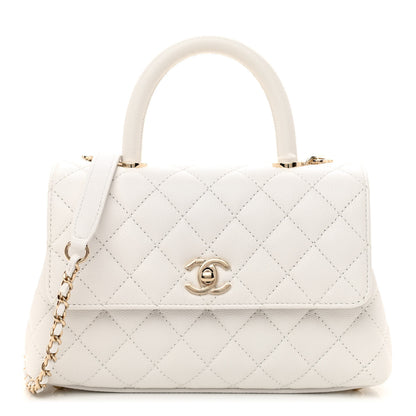 Chanel Caviar Quilted Mini Coco Handle Flap White 1 of 11