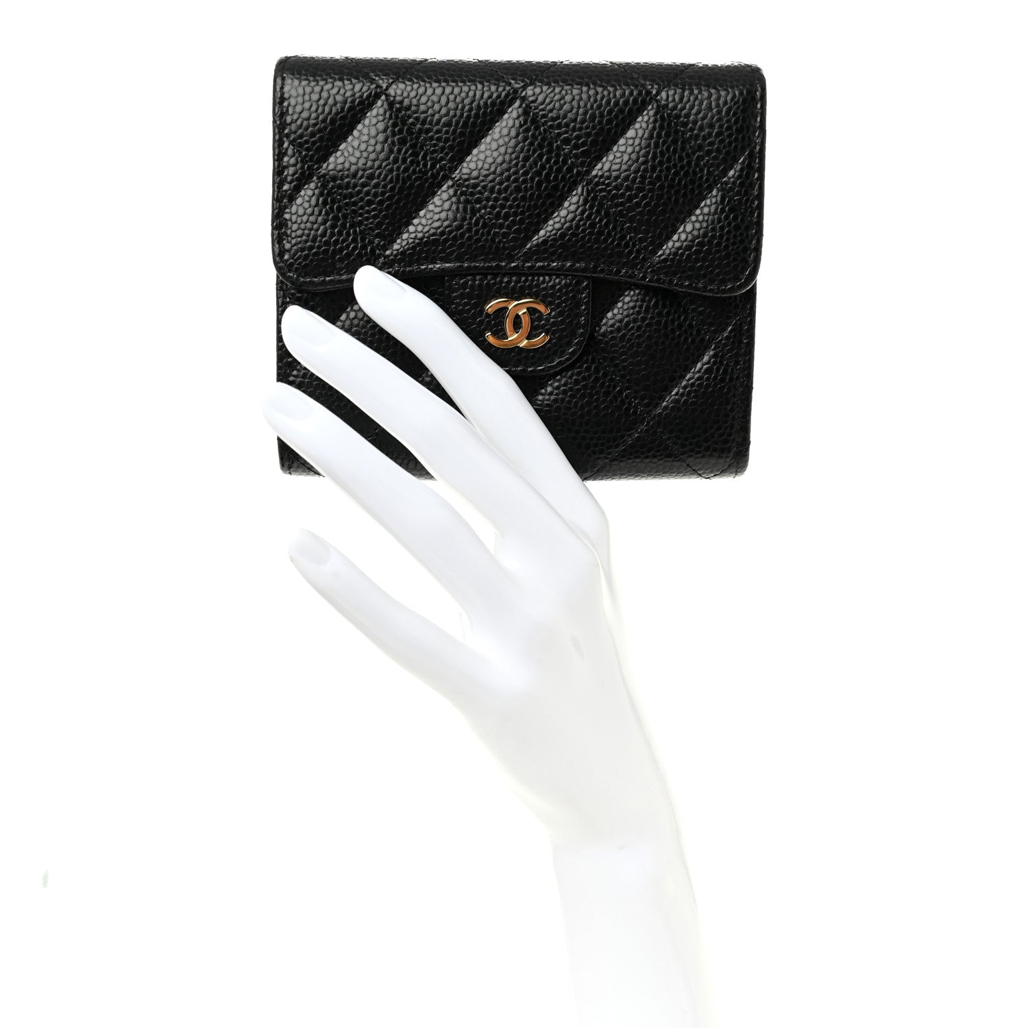 Chanel Caviar Quilted Compact Flap Wallet Black 2 of 8
