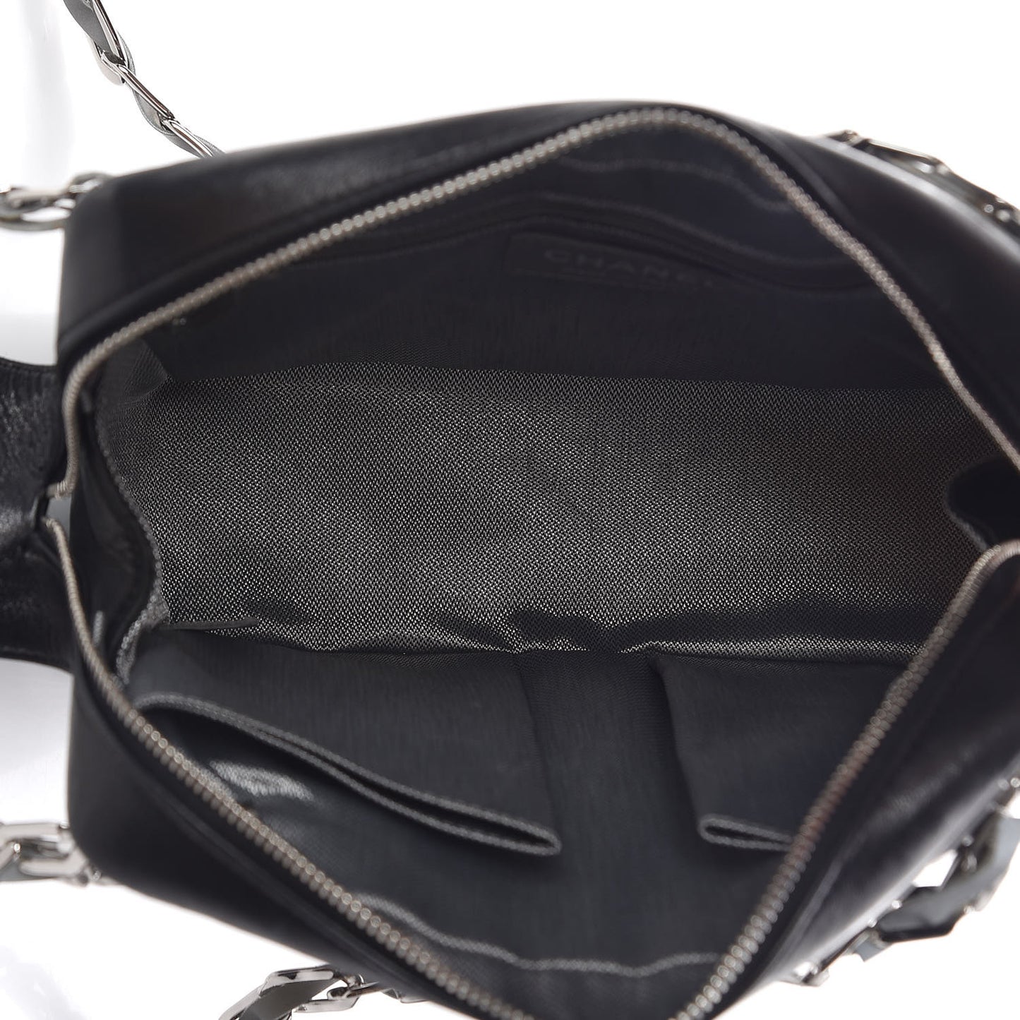 Lambskin Vertical Quilted Mademoiselle Small Camera Case Black