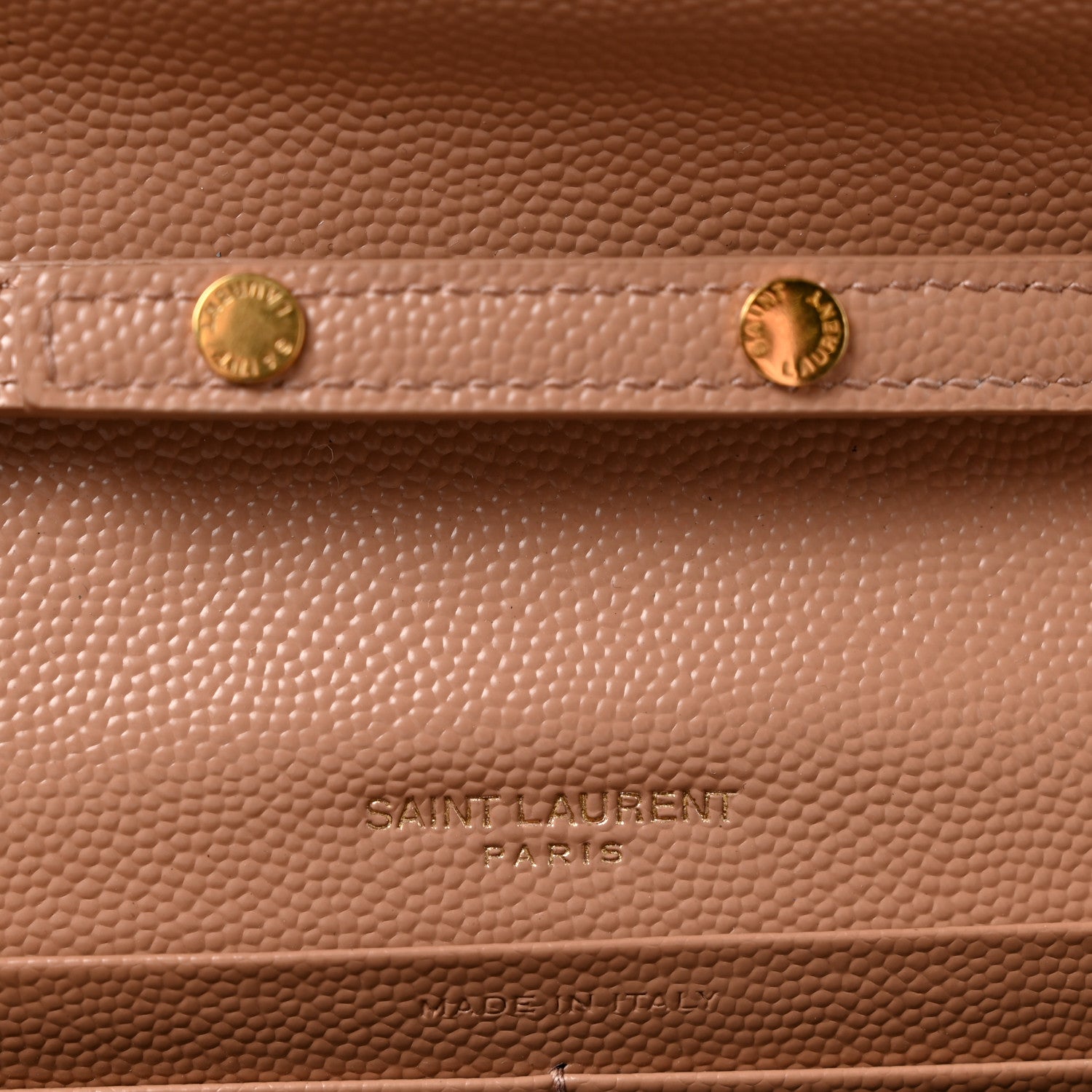Saint Laurent Grain De Poudre Matelasse Chevron Monogram Chain Wallet Vintage Peach 6 of 11