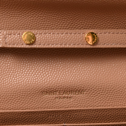 Saint Laurent Grain De Poudre Matelasse Chevron Monogram Chain Wallet Vintage Peach 6 of 11