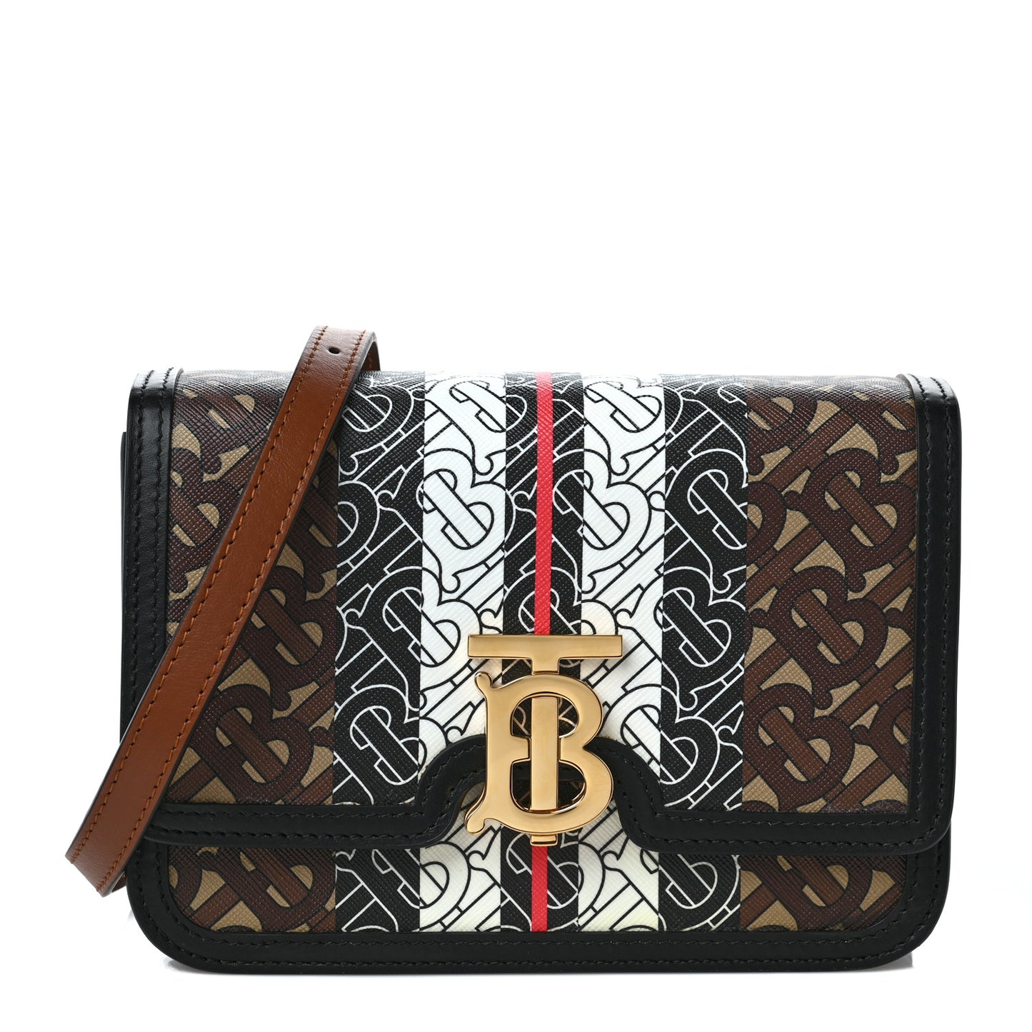 E-Canvas Monogram Stripe Small TB Bag Bridle Brown