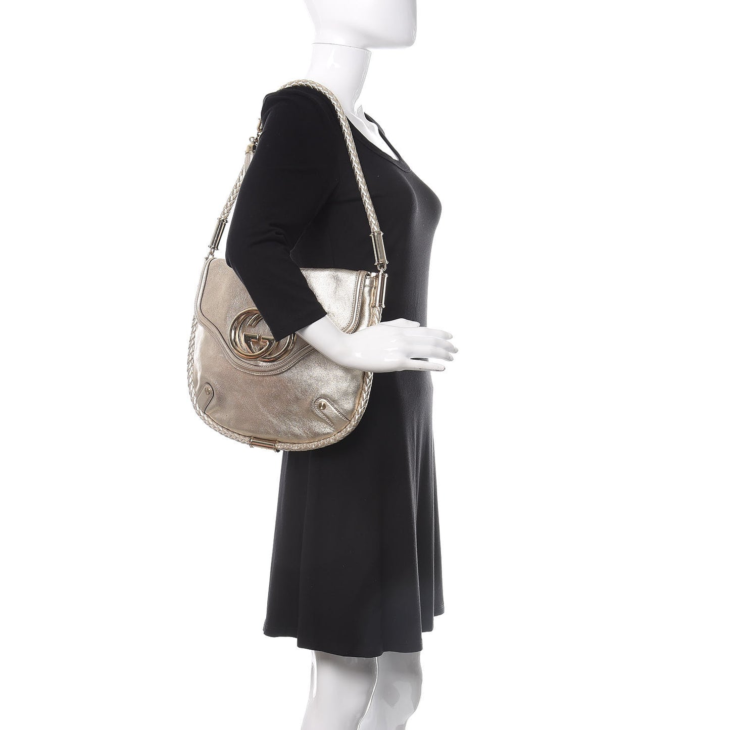 Metallic Calfskin Medium Britt Tassel Shoulder Bag Platinum