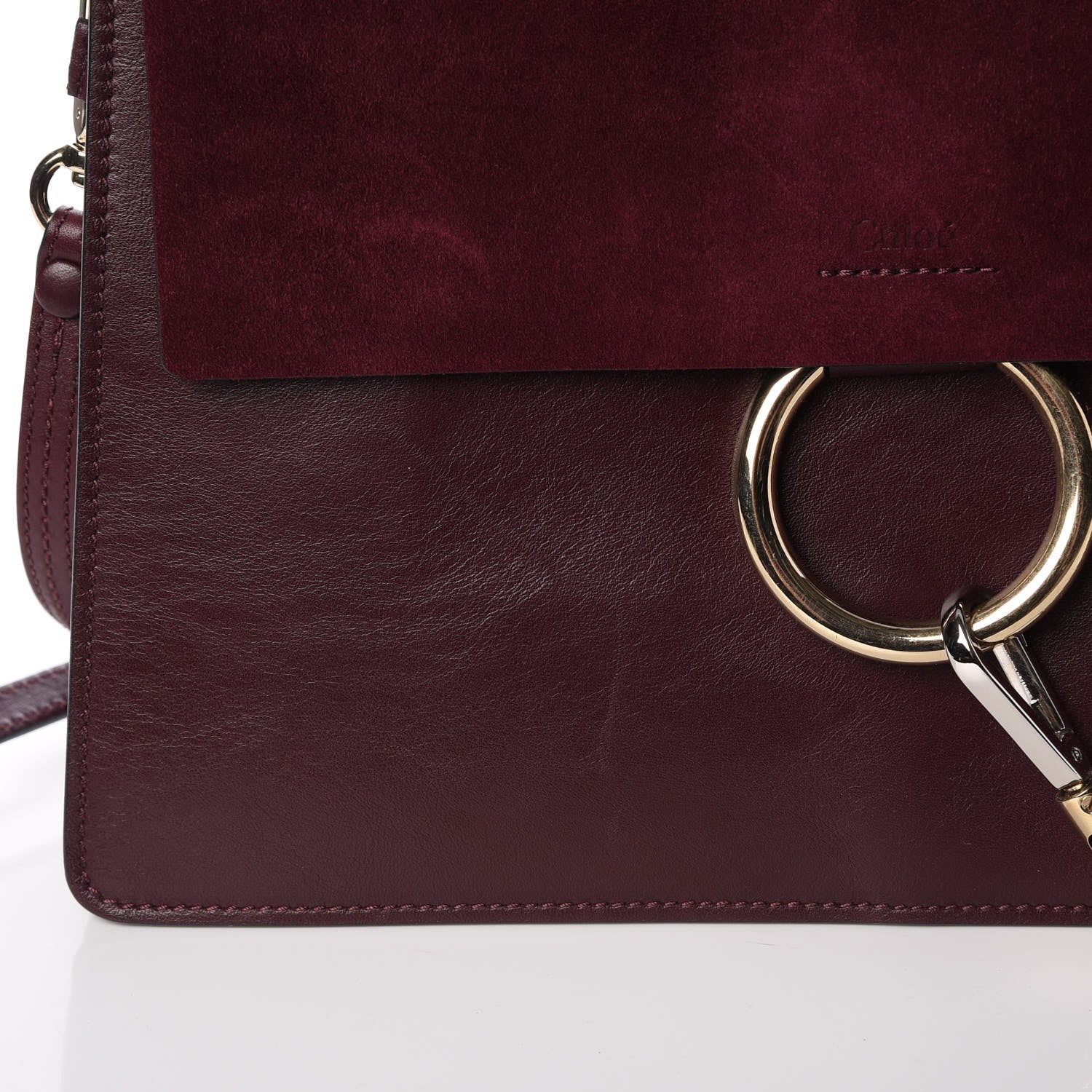 Chloe Suede Calfskin Medium Faye Shoulder Bag Dark Purple 6 of 12