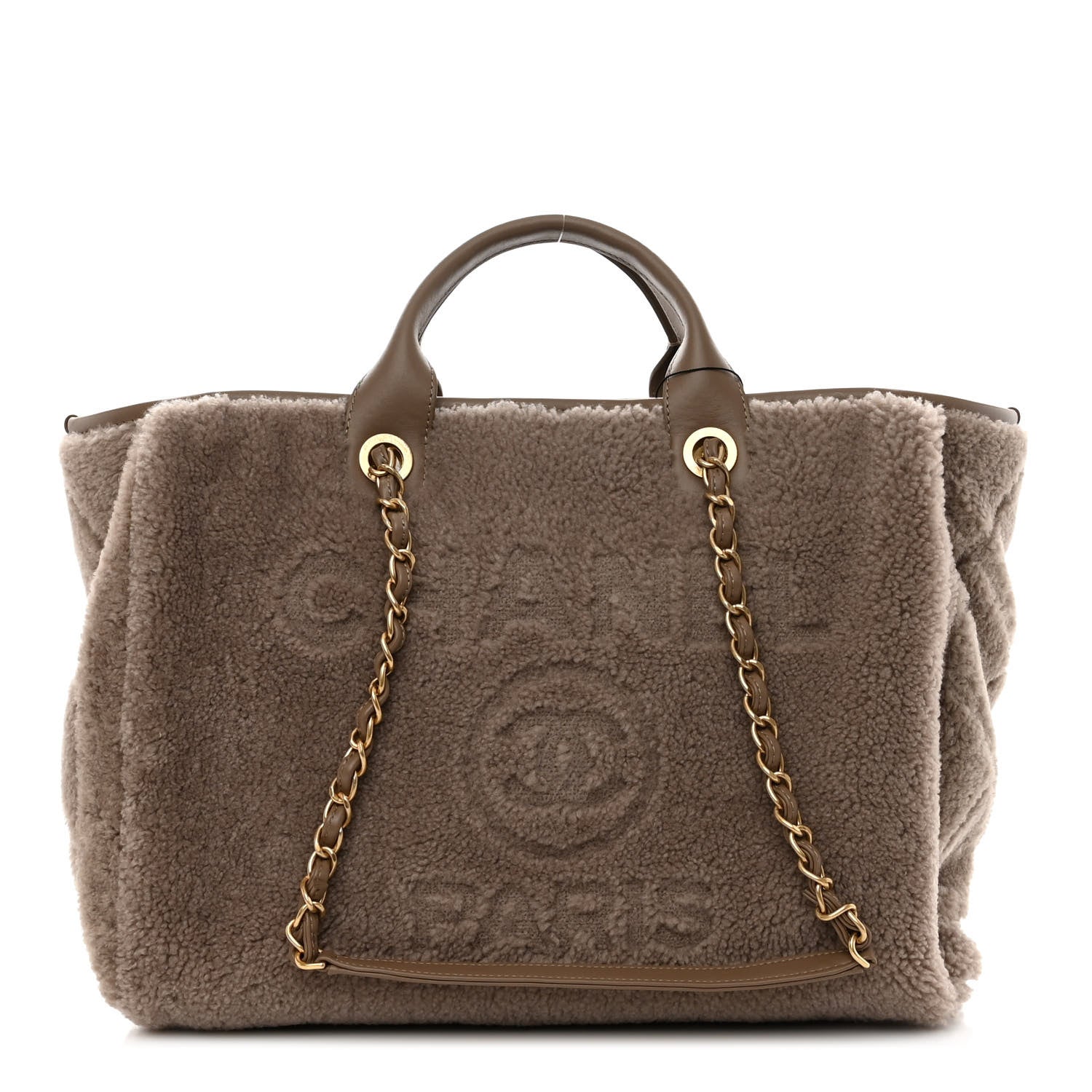 Chanel Shearling Lambskin Medium Deauville Tote Brown 3 of 11