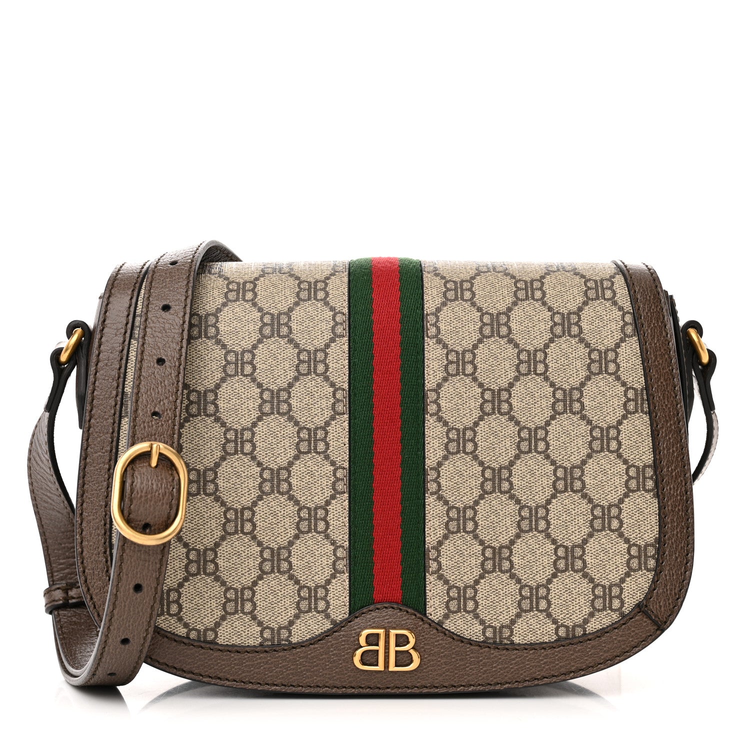 Gucci X BALENCIAGA BB Supreme Monogram Web Small Ophidia Shoulder Bag Beige New Acero 1 of 10