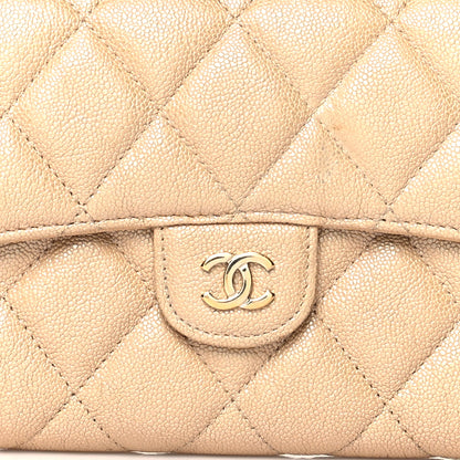 Chanel Iridescent Caviar Quilted Long Flap Wallet Beige 9 of 15