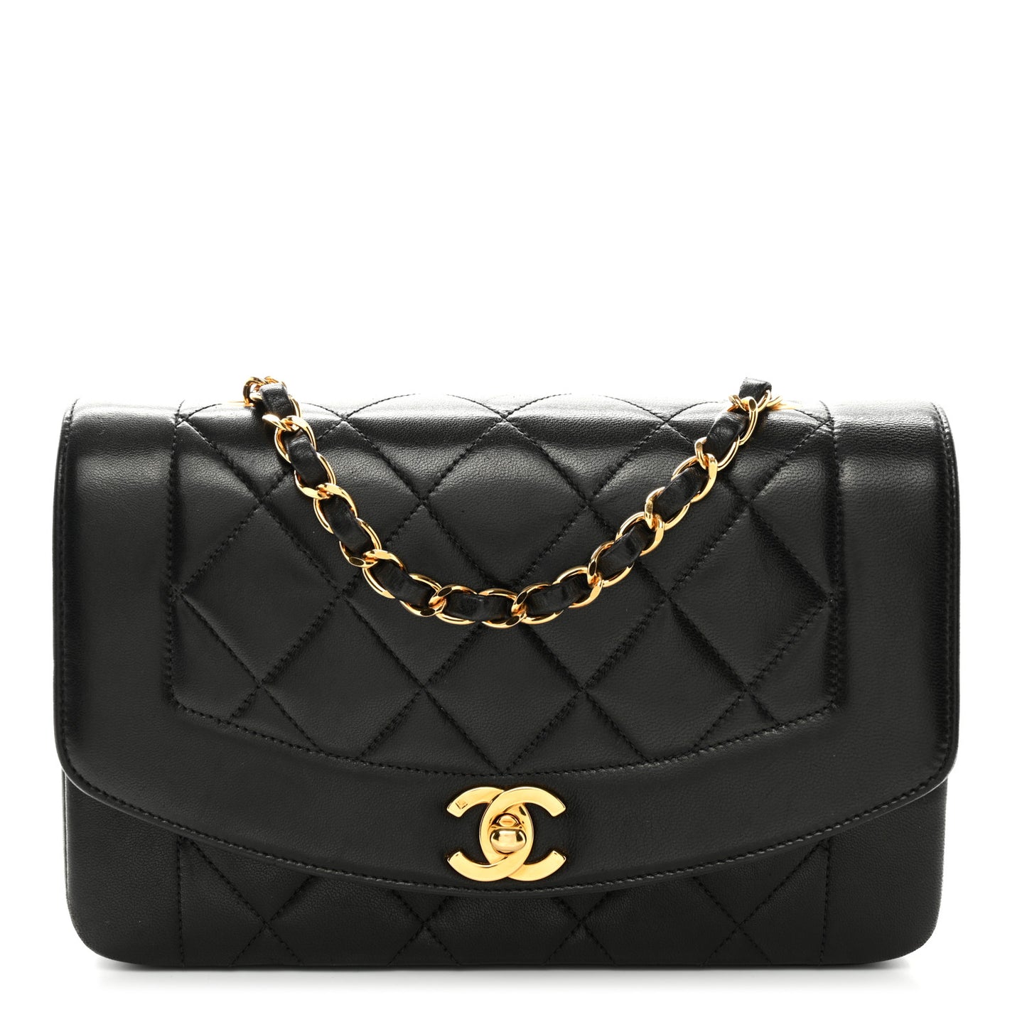 Lambskin Quilted Small Single Flap Black