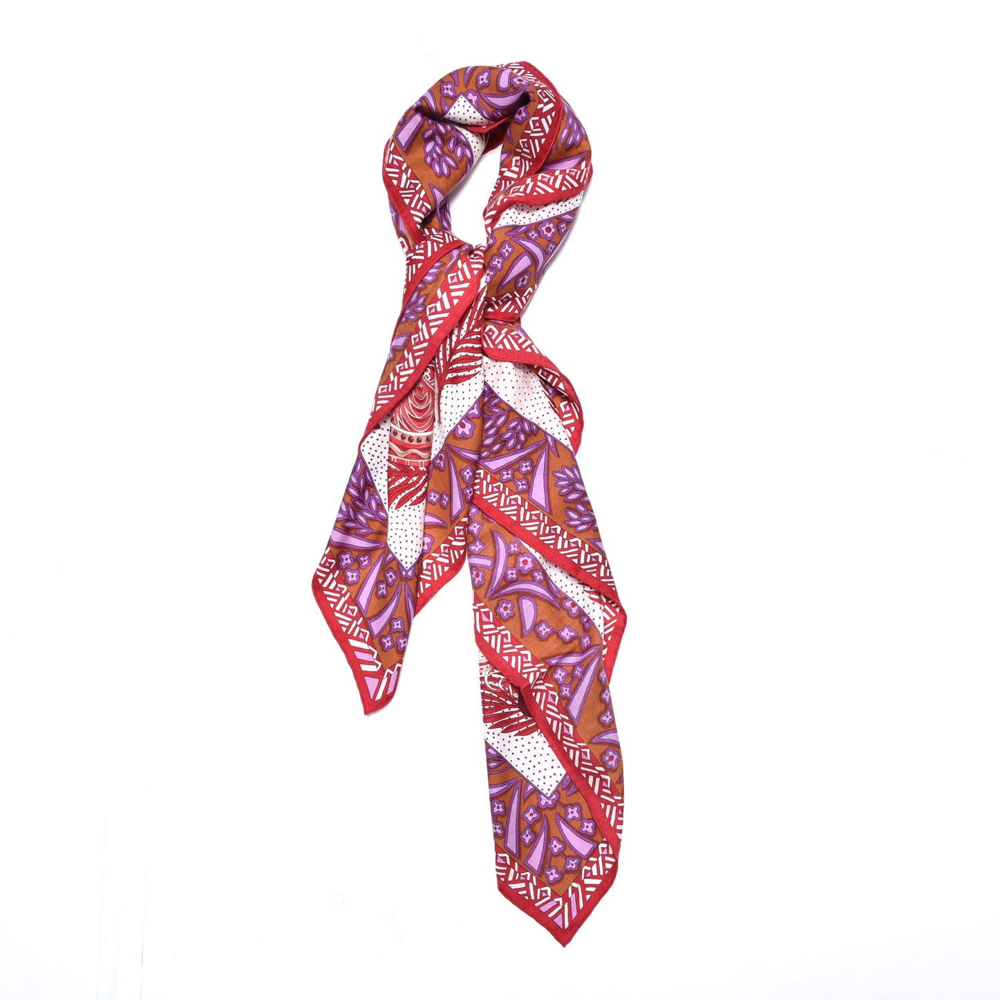 Cashmere Silk Zenobie Reine De Palmyre Scarf 140 Orange Rouge Violet