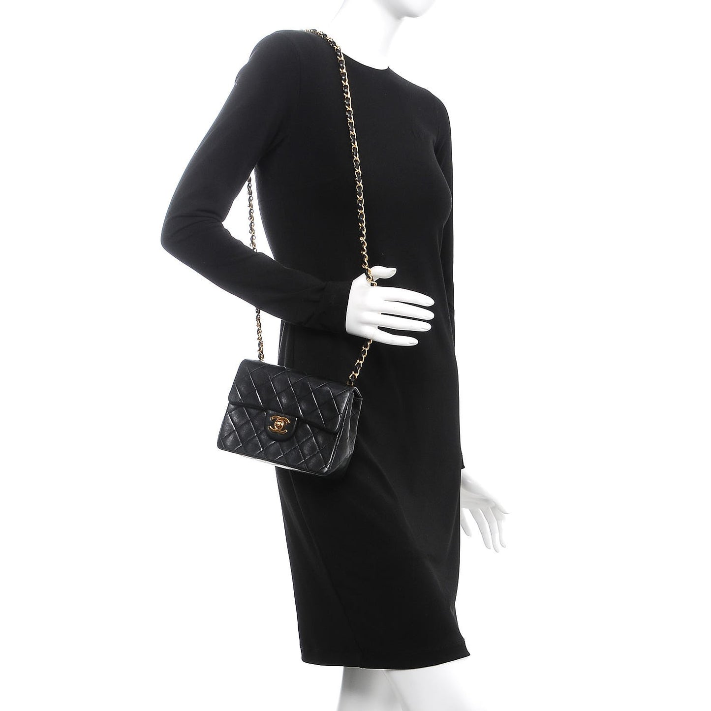 Lambskin Quilted Mini Square Flap Black