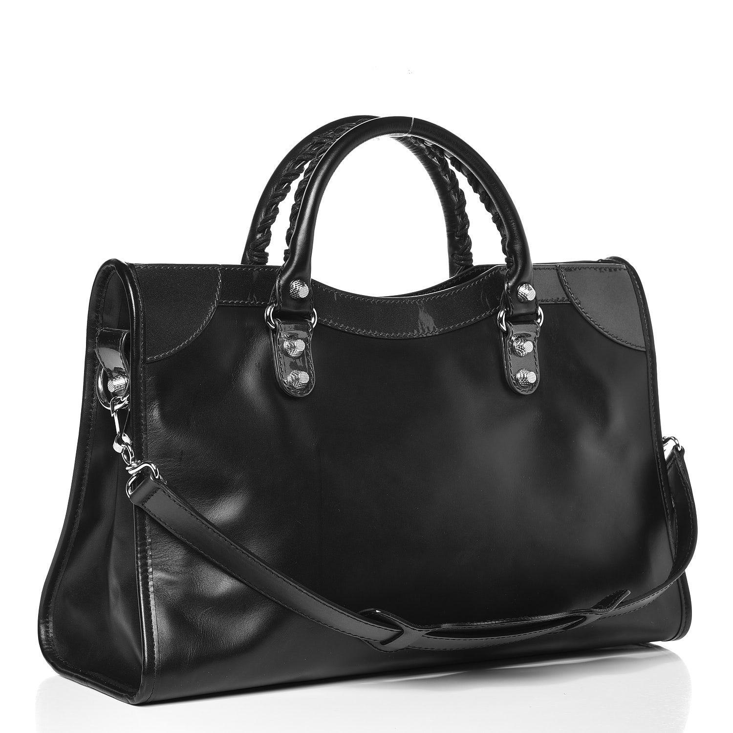 Balenciaga Smooth Calfskin Metallic Patent Giant 12 Silver Hardware City Black Gris 3 of 8