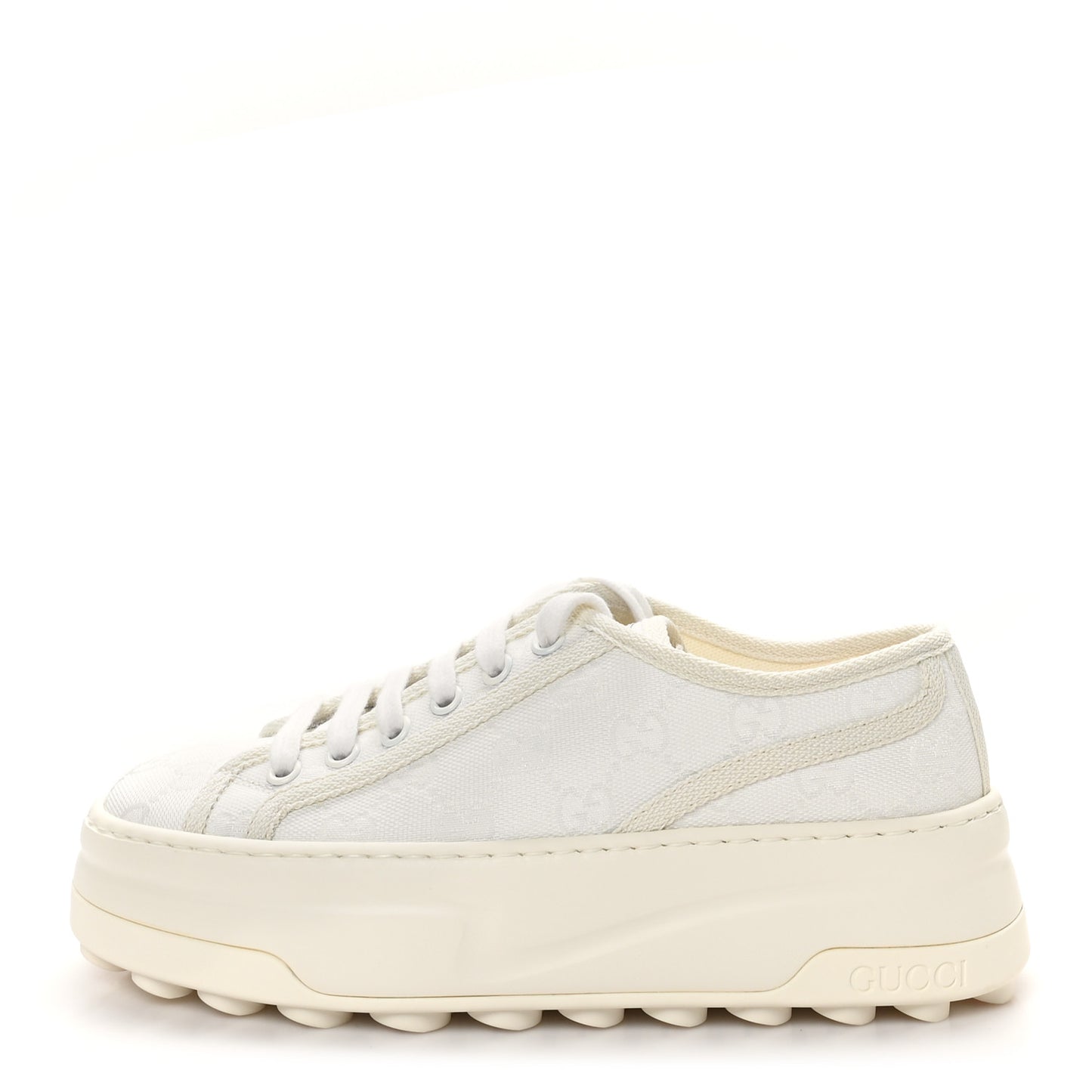 GG Monogram Womens 1977 Tennis Platform 52mm Sneakers 35 Great White Mystic White