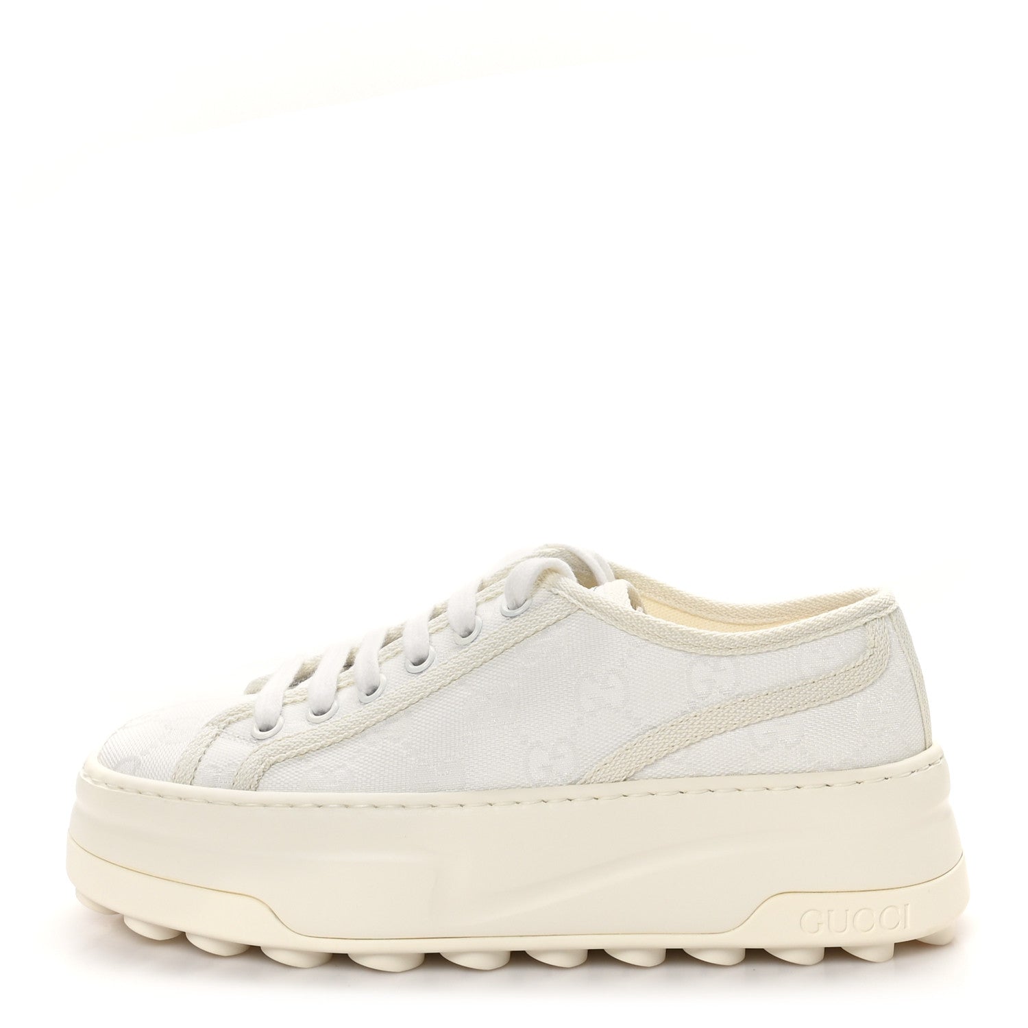Gucci GG Monogram Womens 1977 Tennis Platform 52mm Sneakers 35 Great White Mystic White 1 of 8