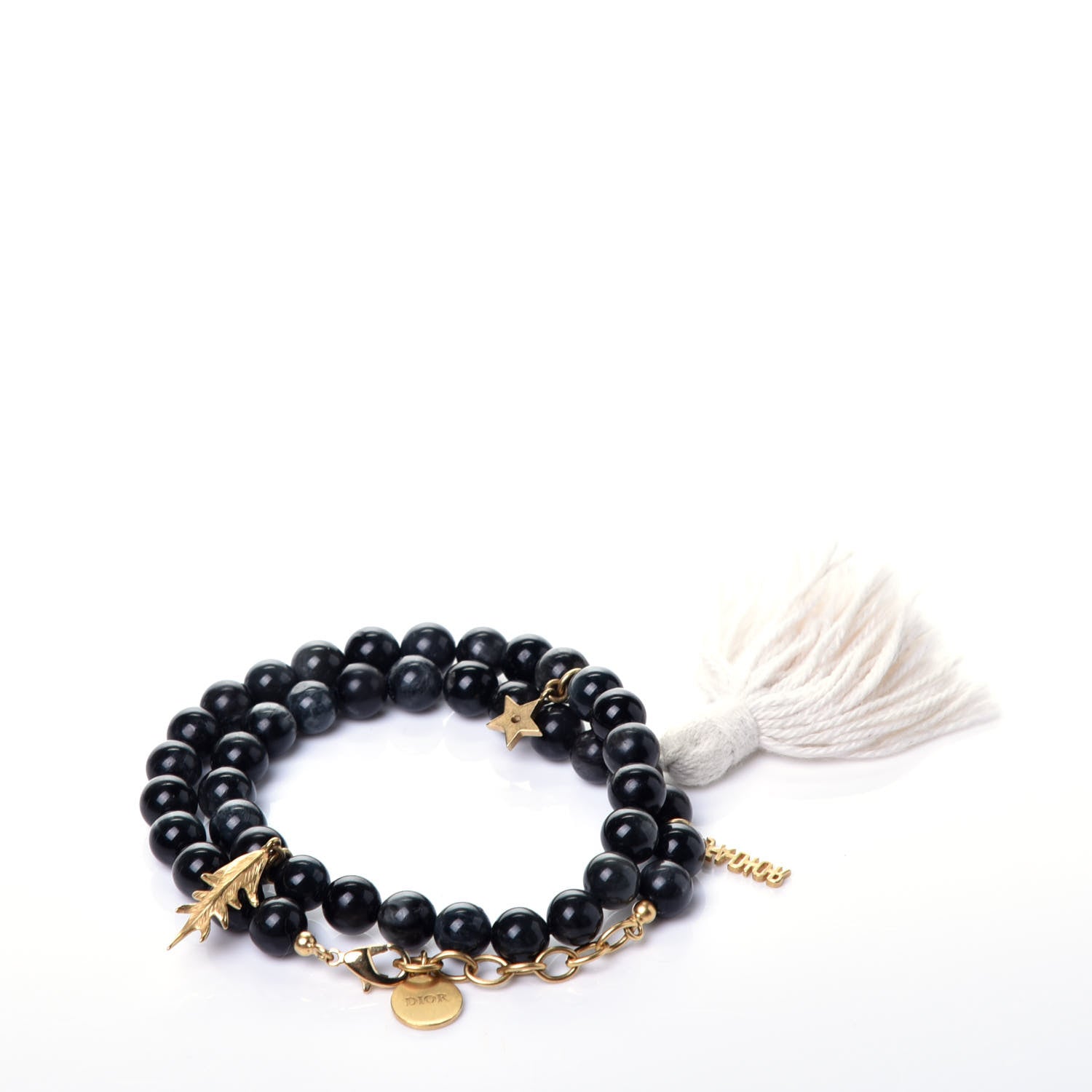 Christian Dior Metal Gray Hawk Jardin Double Bracelet Black Gold 3 of 10