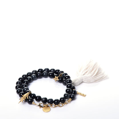 Christian Dior Metal Gray Hawk Jardin Double Bracelet Black Gold 3 of 10