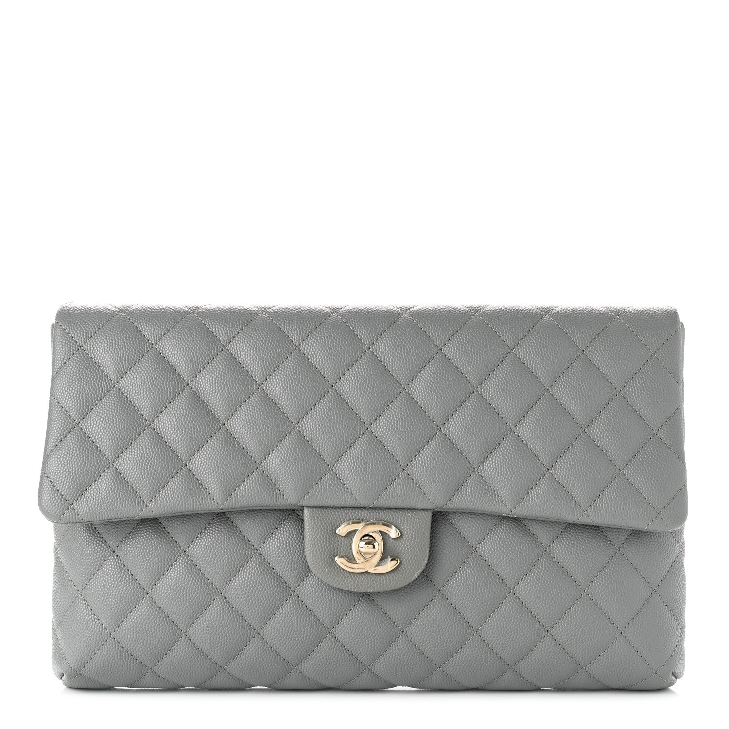 Chanel Caviar Quilted Flap Clutch Grey 1 of 7