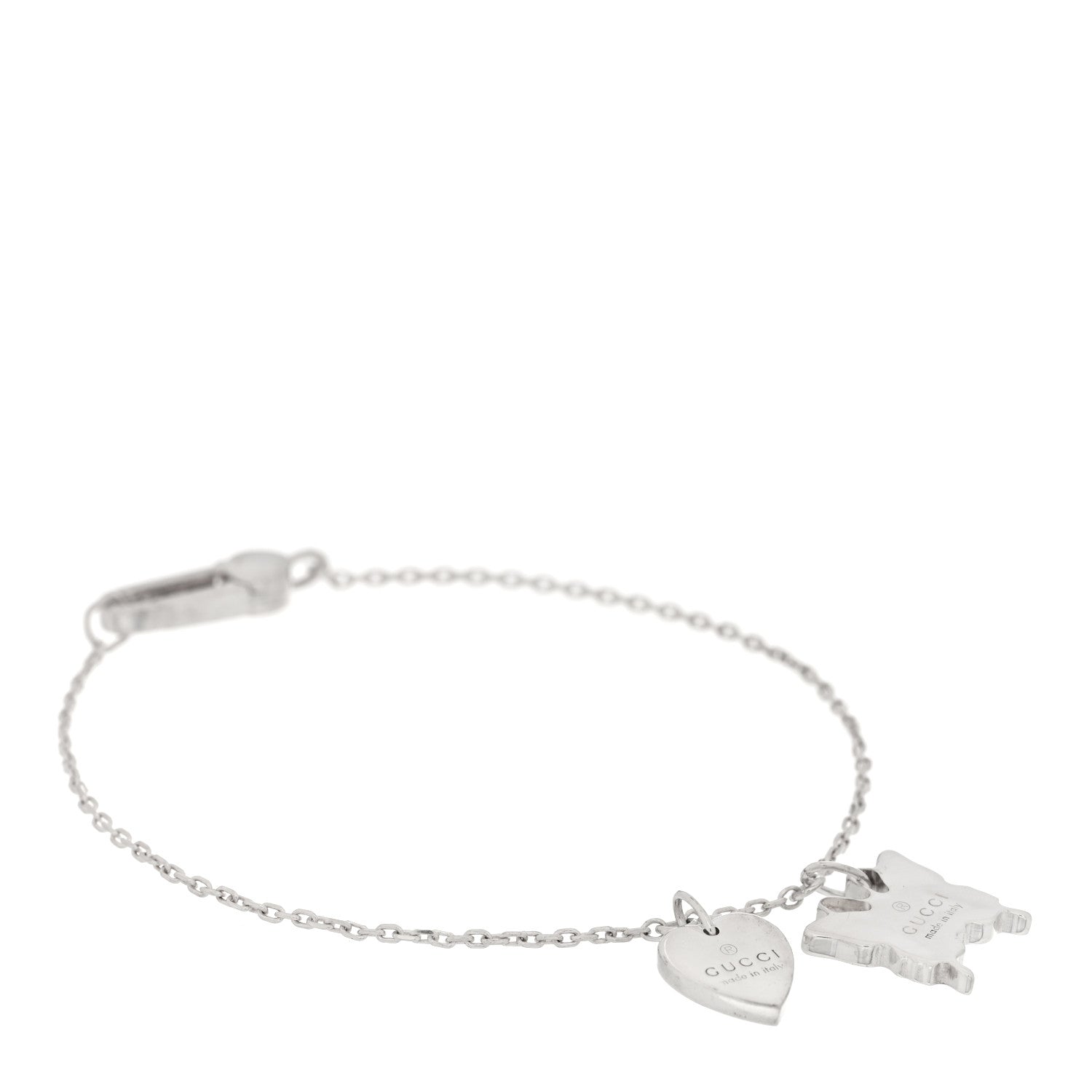 Gucci Sterling Silver Trademark Heart Butterfly Bracelet 1 of 4