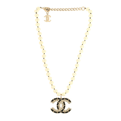 Chanel Lambskin Pearl Crystal Vintage Allure CC Short Necklace Gold 3 of 6